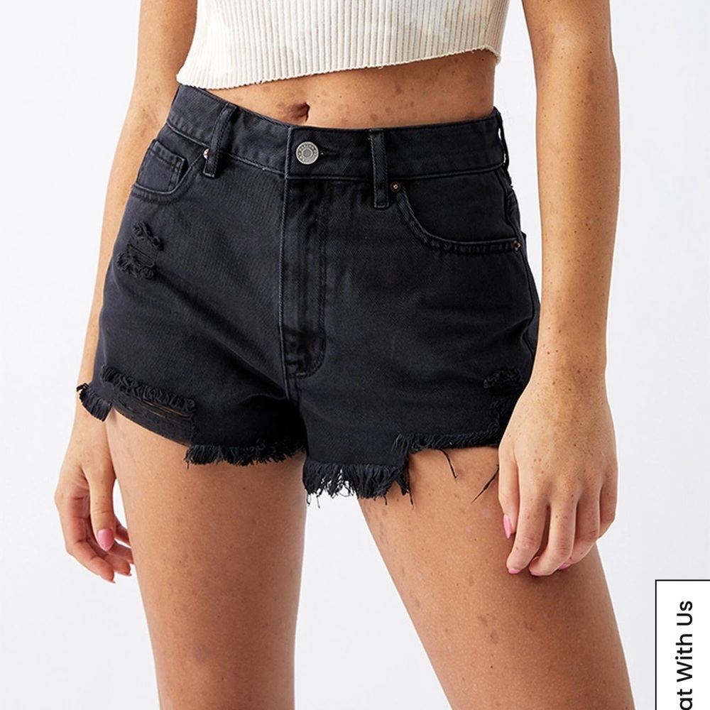 PacSun Black Distressed Jean Shorts High rise festival
